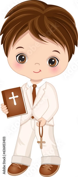 Obraz Vector First Holy Communion Cute Little Boy