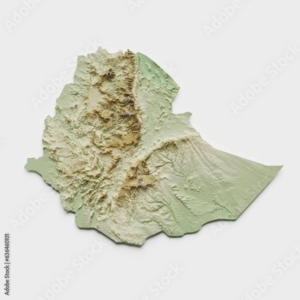 Fototapeta Ethiopia Topographic Relief Map  - 3D Render