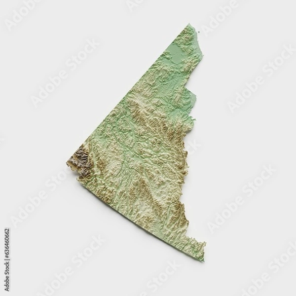 Fototapeta Yukon, Canada Topographic Relief Map  - 3D Render