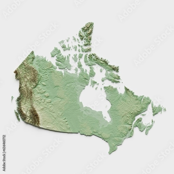 Fototapeta Canada Topographic Relief Map  - 3D Render