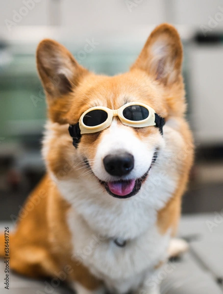 Fototapeta Happy dog during laser tera phy