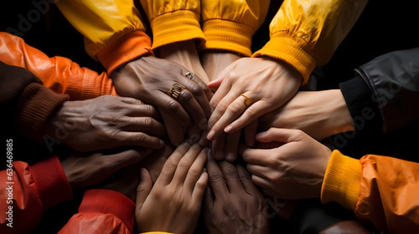 Fototapeta Cultural Unity: Diverse Hands Joined Together in Harmony