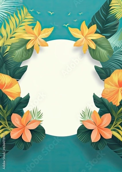 Fototapeta Personalize, Fill in the Blank, design Template Illustration and backgrounds for party and celebration printed invitations, posters, flyers, and banners, tropical, island, vacation, luau, floral