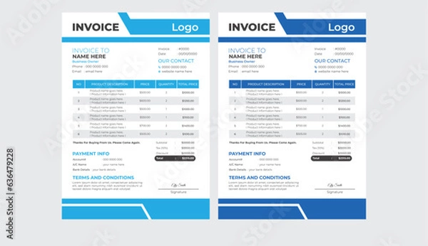 Obraz Creative Invoice design template with easy calculation
