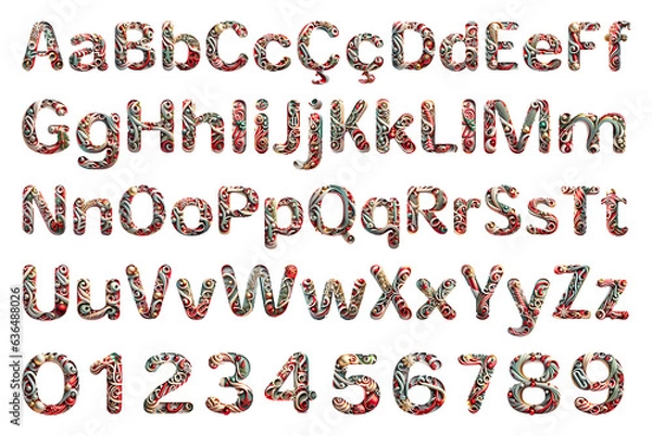 Fototapeta Christmas themed alphabet .AI generation