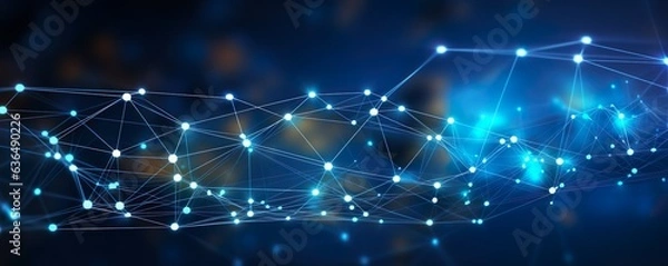 Obraz Abstract digital connection dots and lines. Technology background. Network connection structure. Plexus effect. 3d | Generative AI