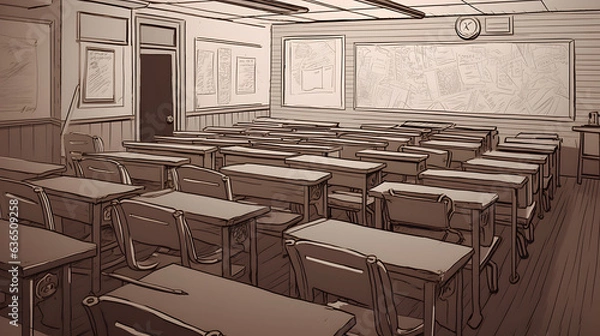 Fototapeta 静寂な教室の風景 No.004 | Serene Classroom Scene Generative AI