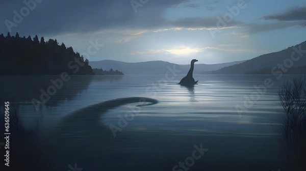 Obraz ネッシー（ロッホネスの怪物）の謎 No.006  The Enigma of Nessie (The Loch Ness Monster) Generative AI