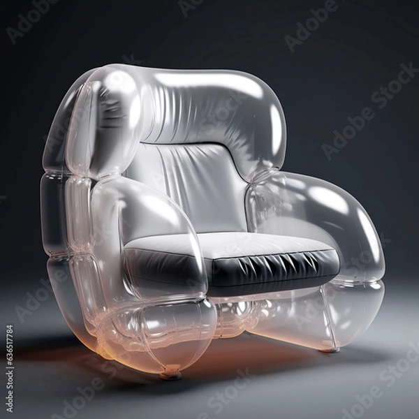 Fototapeta ai generated illustration transparent inflatable air sofa seat isolated.