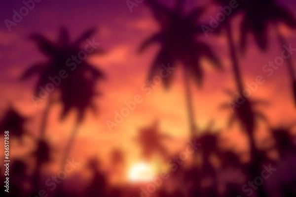 Obraz Soft Palm Trees silhouette at sunset background