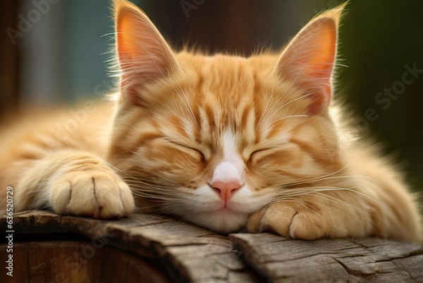 Obraz Peaceful Orange Tabby Cat taking a nap