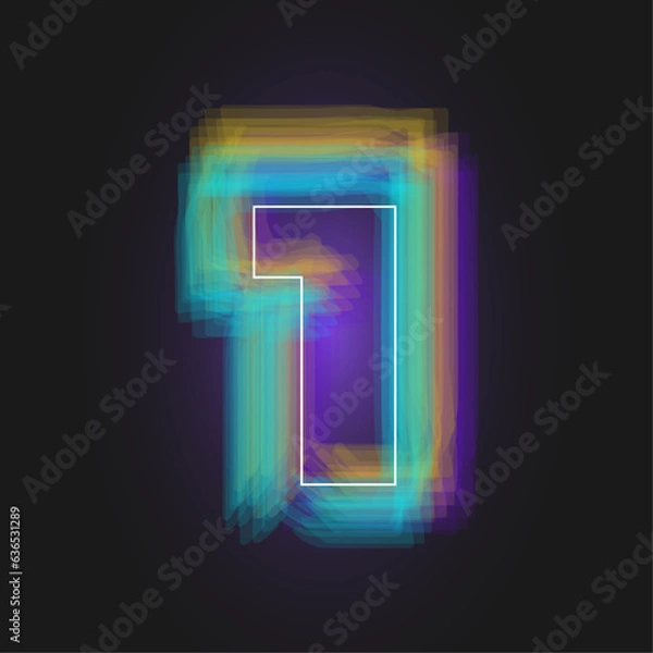 Fototapeta Number one 1 with white frame and bright paint effect on dark background. Vector illustration