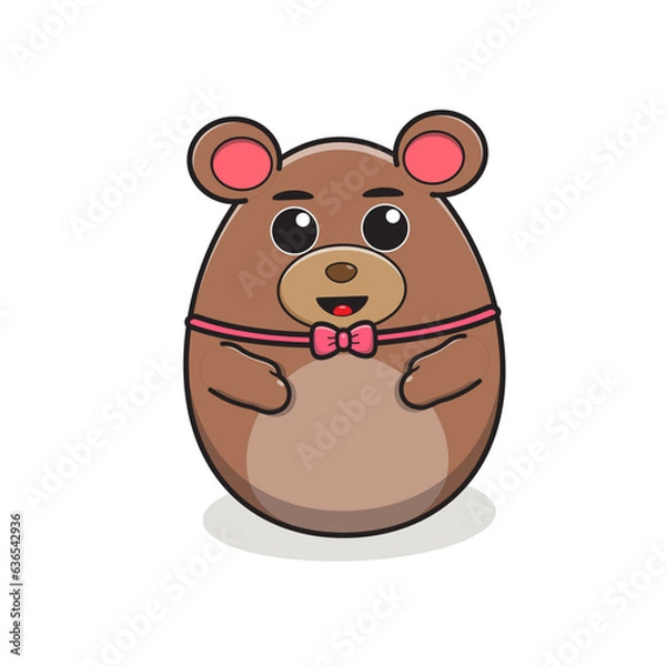 Obraz cute bear animal character in the shape of a moon like an egg. bear cartoon character