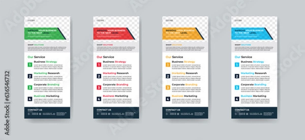 Fototapeta Modern creative corporate business dl flyer or rack card layout concept background flyer brochure cover template for grow up your business to the next level