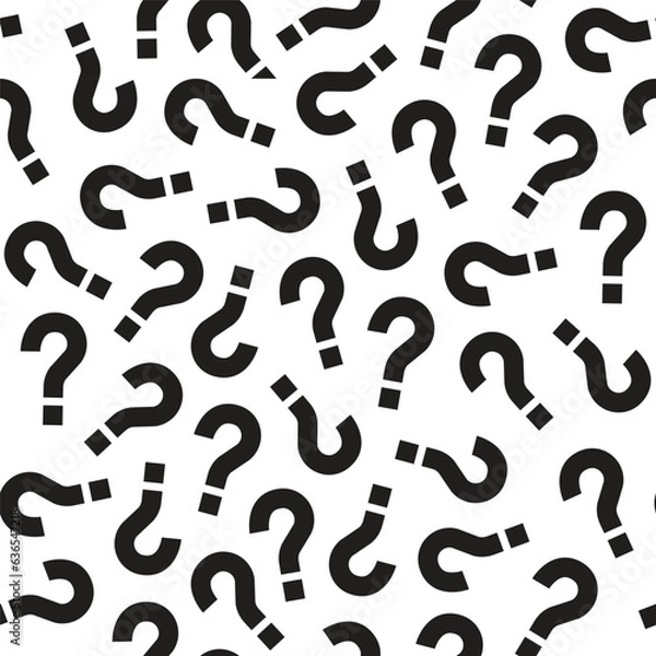 Fototapeta random black question mark pattern for white background, mystery box