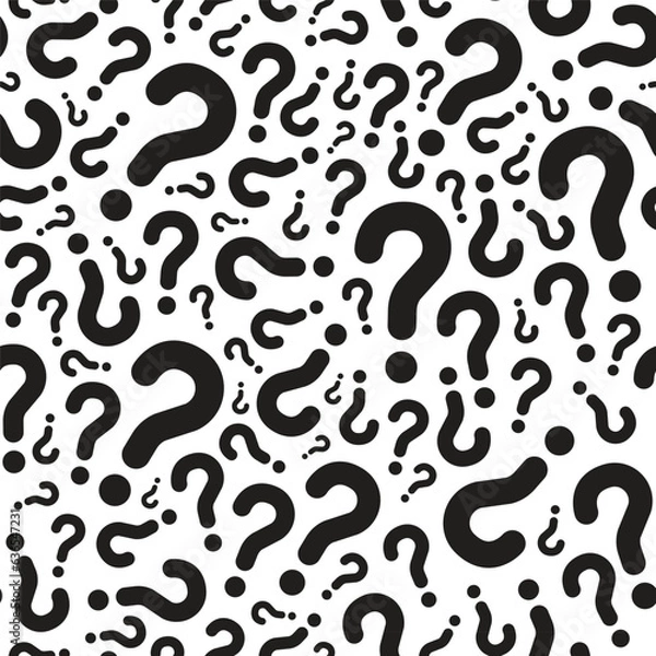 Fototapeta random black question mark pattern for white background, mystery box