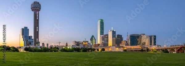 Obraz Dallas Splendor: Aerial 4K Image of Beautiful Blue Skyline and Buildings in Dallas  Texas