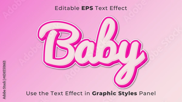 Fototapeta Editable EPS Text Effect of Baby for Title and Poster
