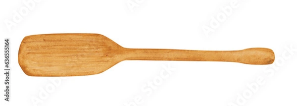 Fototapeta Wooden paddle isolated on a transparent background. Brown watercolor oar illustration. Nautical clipart. Summer activity object. Rowing symbol. Canoeing element.
