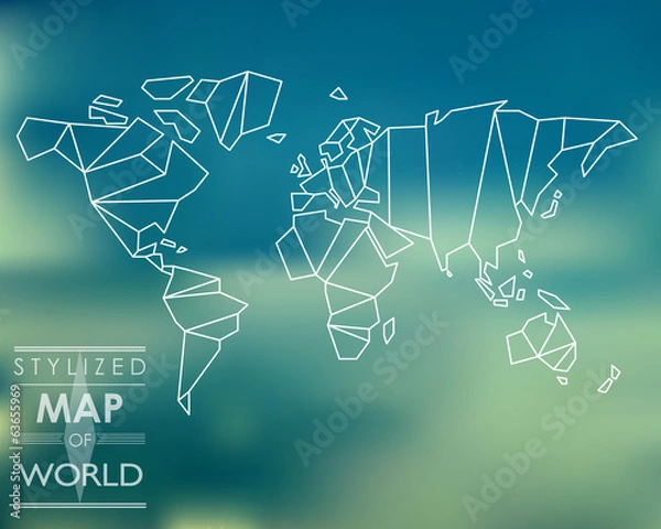 Fototapeta stylized map of world