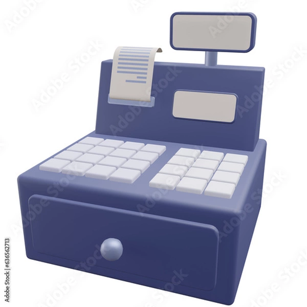 Fototapeta cash machine, grocery 3d icon illustration with transparent background