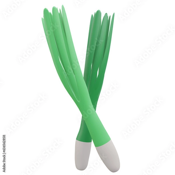 Fototapeta leek, grocery 3d icon illustration with transparent background