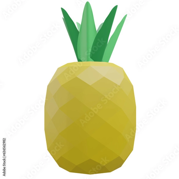 Fototapeta pineapple, grocery 3d icon illustration with transparent background