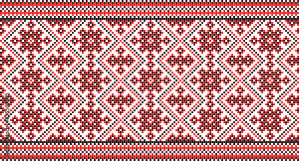 Fototapeta Seamless pattern of Ukrainian ornament in ethnic style, identity, vyshyvanka, embroidery for print clothes, websites, banners