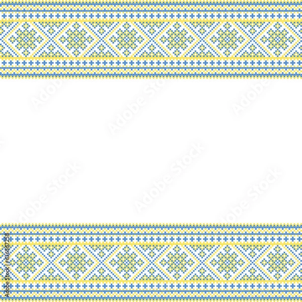 Fototapeta Vector illustration of Ukrainian ornament in ethnic style, identity, vyshyvanka, embroidery for print clothes, websites, banners. Background. Frame for text