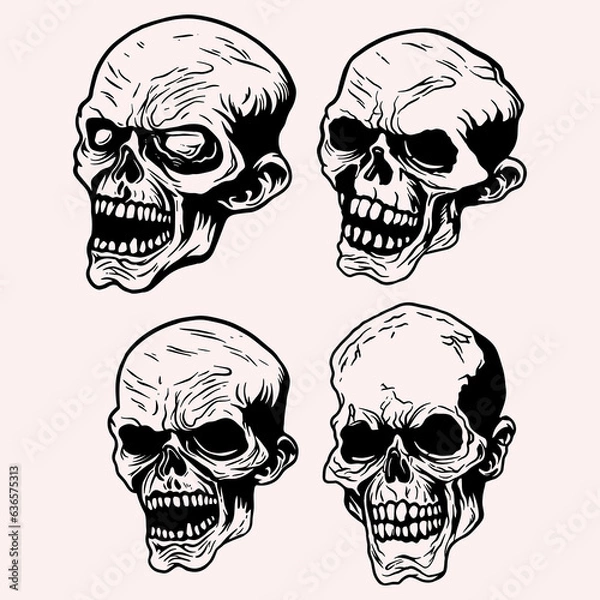 Obraz Zombie skull vector mascot collection
