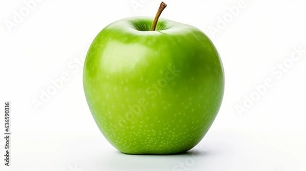 Fototapeta Green juicy apple isolated on white background, clipping path, full depth of field generative ai