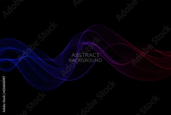 Obraz Transparent neon wave on black background, design element