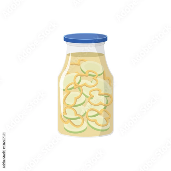 Fototapeta Jam or compote jars. Canned fruit or berries. Preserved fruit in glass jars set vector illustration. For Farmer Market Branding. Organic food eco template. Sweet dessert with vitamins