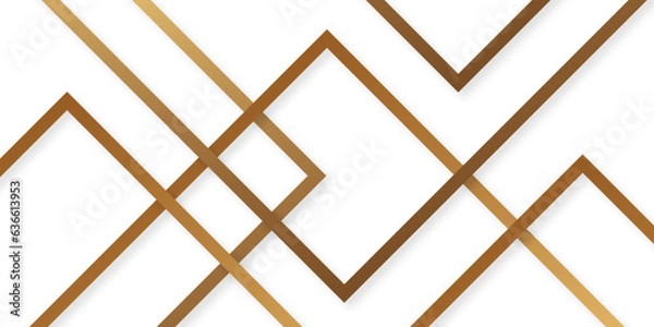 Fototapeta Abstract background with lines in diamond triangle shape geometric pattern. Modern seamless technology paper concept backdrop golden   background. Square pattern background.