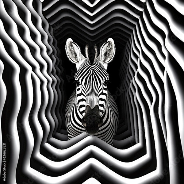 Obraz Zebra in 3D optical illusion background