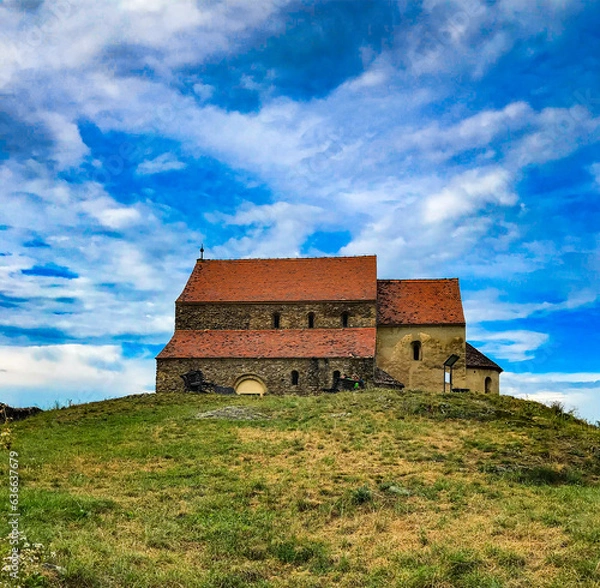 Fototapeta An old fortified Christian church