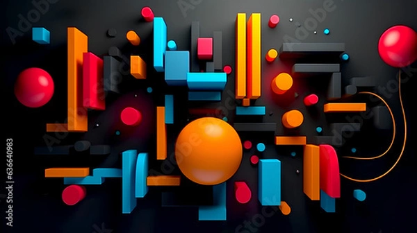 Fototapeta Interstellar Geometry: Creating a 3D Poster with Cosmic Geometric Forms