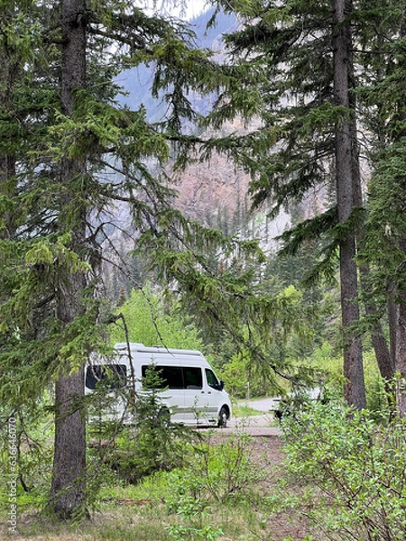 Obraz A Van camping in Kicking Horse Campgraound in Yoho National Park in Canada.