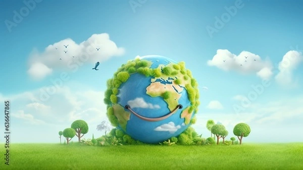 Obraz World Smile Day 3D cartoon illustration,AI generated.