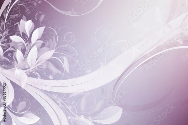 Obraz vibrant purple and white background with swirling patterns and intricate leaf designs