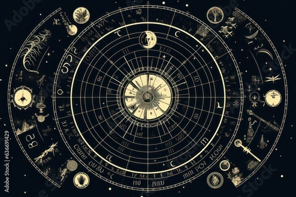Obraz astronomical clock. astrology illustration