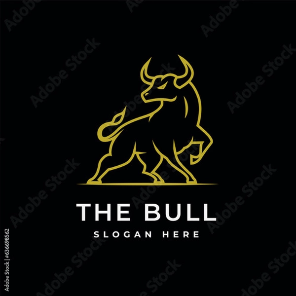 Fototapeta Bull vector logo. Monoline creative logotype