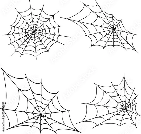 Fototapeta The web is black with a transparent background, the spider on the web