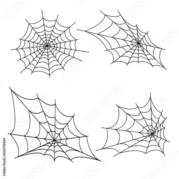 Fototapeta The web is black with a transparent background, the spider on the web