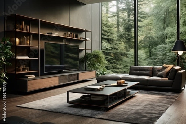 Fototapeta Sophistication Redefined: TV Cabinet Enchantment and Stylish Flourishes for Your Living Room!