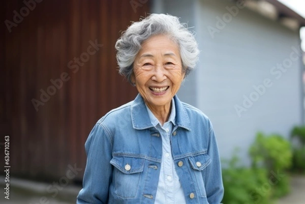 Fototapeta Portrait of happy senior asian woman smile and looking at camera