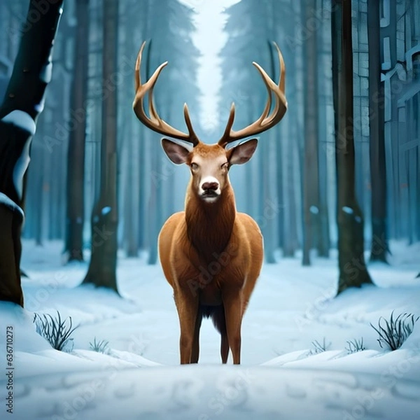 Obraz deer in winter garneted by AI