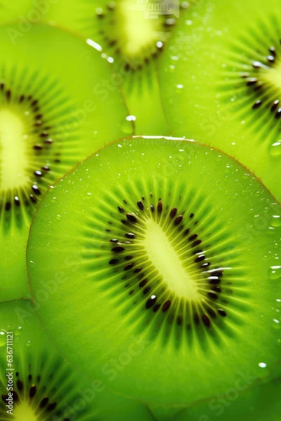 Obraz Backlit image of translucent kiwi slices
