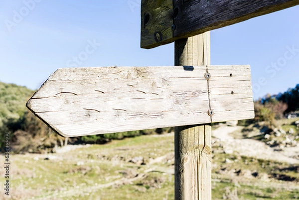 Obraz wooden sign post empty canvas