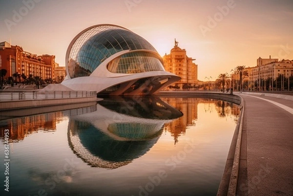 Fototapeta Valencia city in Region of Valencia against a background. Generative AI